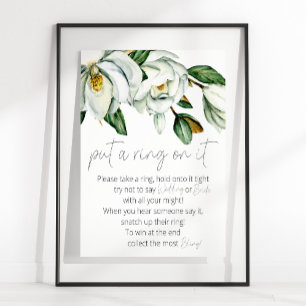 White Magnolia Rustic Blommig Sätt En Ring På Det Poster