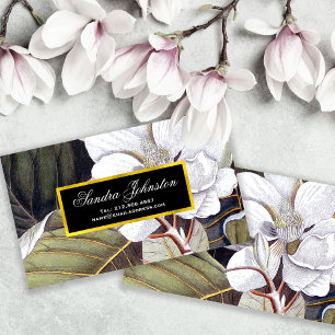 White Magnolia Vintage Botanical Visitkort