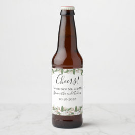 White Magnolias Elegant bröllop Beer Ölflaska Etikett