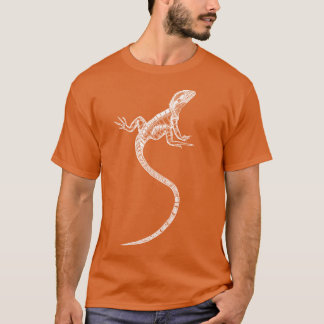 White Majestic Australian Water Dragon Line Art re T Shirt