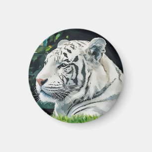 White Majesty - Resting Tiger Wildlife Magnet