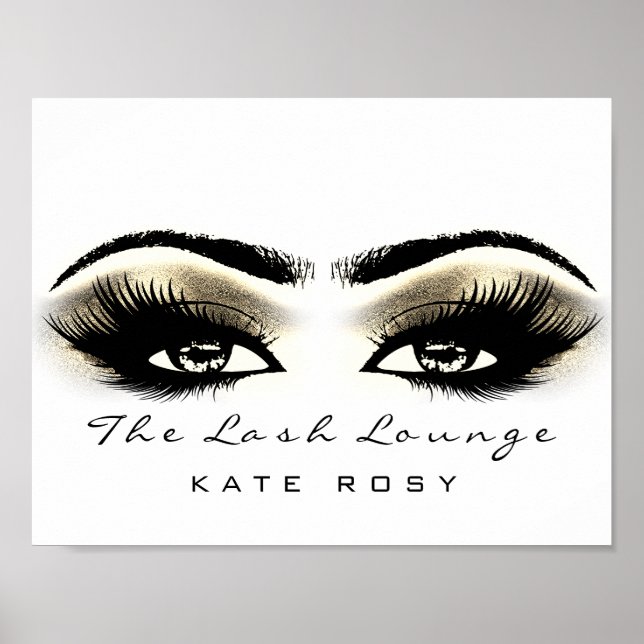 White Makeup Beauty Studio Lash Salon Guld Poster (Framsidan)