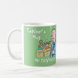 White Male Teacher med klass Kaffemugg