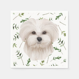 White Maltese Greenery Boho Baby Shower Pappersservett