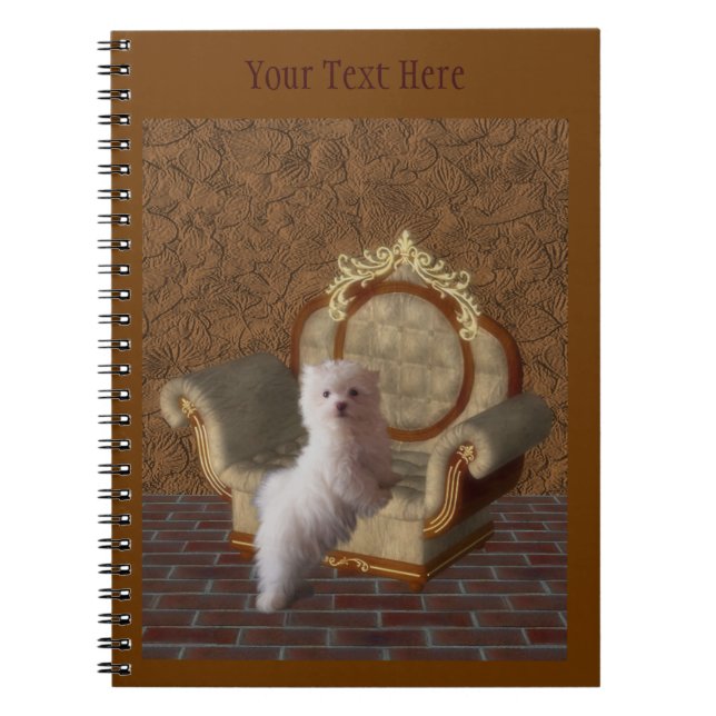 White MaltFantasy Hund Art Notebook Anteckningsbok Med Spiral (Framsidan)