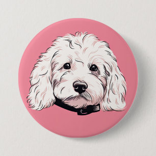 White Maltipoo Pet Hund Button Pin Badge Knapp