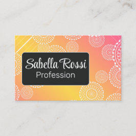 White Mandala Gult Rosa Blend Rainbow Black Visitkort