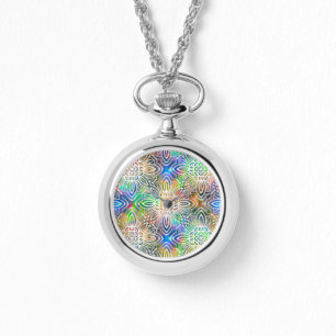 White Mandala Mönster över färgstarka judiska tone Armbandsur