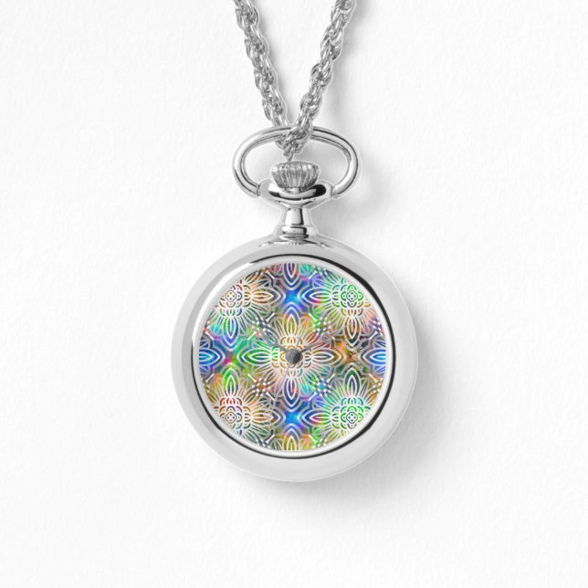 White Mandala Mönster över färgstarka judiska tone Armbandsur (Framsida)