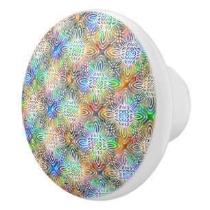 White Mandala Mönster över färgstarka judiska tone Knopp