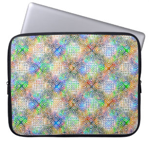 White Mandala Mönster över färgstarka judiska tone Laptop Fodral