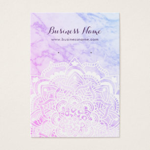White Mandala om Lila Background Earring Cards Visitkort