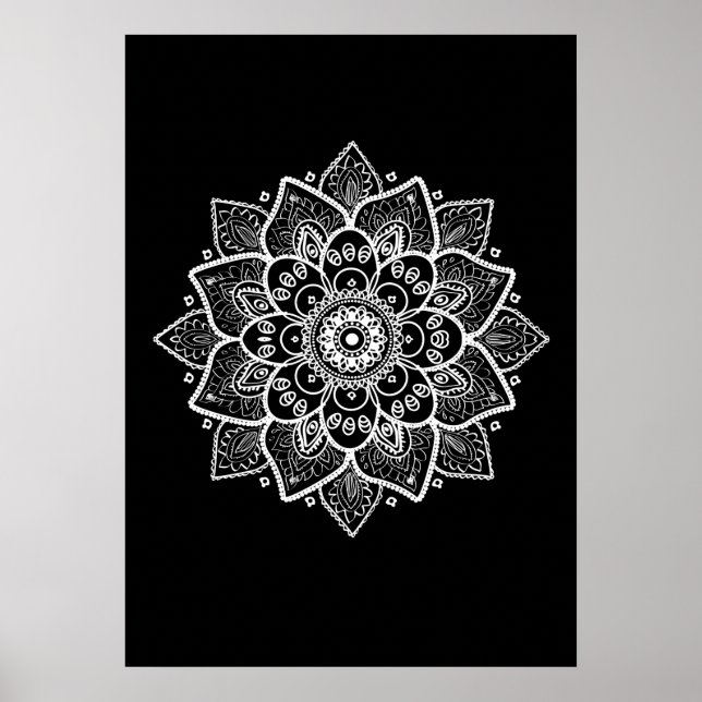 White Mandala on Black Poster (Framsidan)