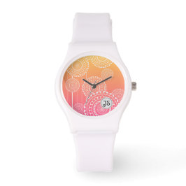 White Mandala on Gult Rosa Blended Rainbow Armbandsur