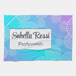 White Mandala på Aqua Rosa Blend Rainbow White Kökshandduk