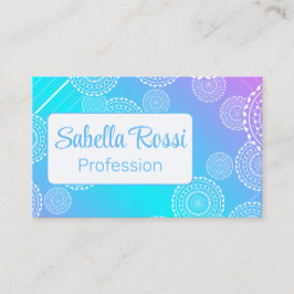 White Mandala på Aqua Rosa Blended Rainbow Reverse Visitkort
