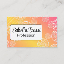 White Mandala på Gult Rosa Blended Rainbow White Visitkort