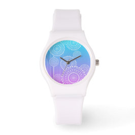 White Mandalas on Aqua Rosa Blended Rainbow Armbandsur