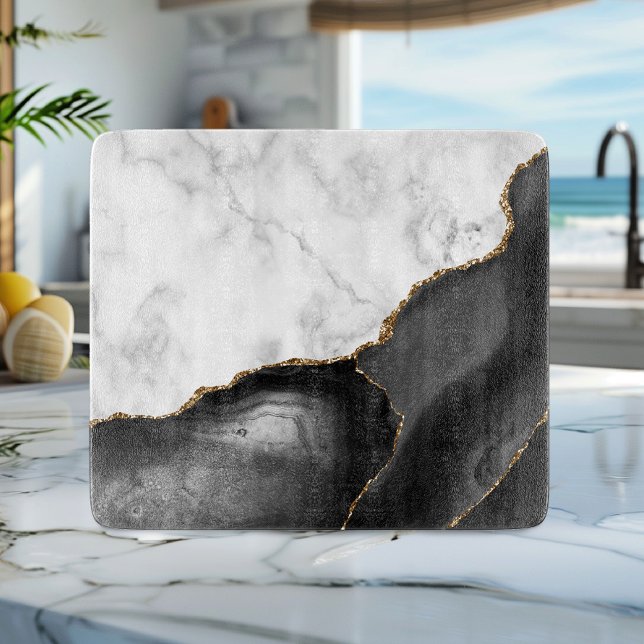 White Marble Black Agate Guld Glitter (Skapare uppladdad)
