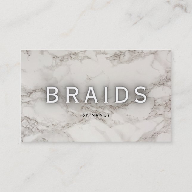 White Marble Braids Visitkort (Framsida)