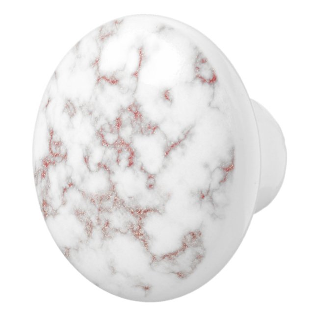 White Marble Carrara Ro Guld Glitter Struktur Knopp (Höger)