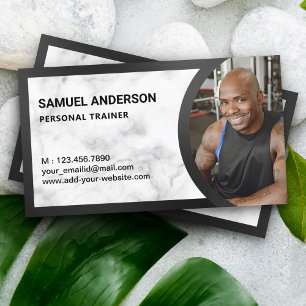 White Marble Fitness Personlig Tränare Foto Visitkort