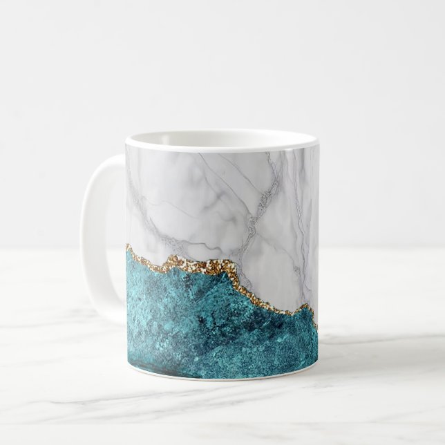 White Marble Gilded Black Agate Kaffemugg (Framsida vänster)