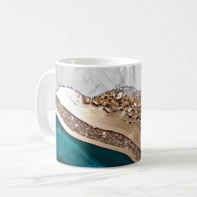 White Marble Gilded Black Agate Kaffemugg (Framsida vänster)