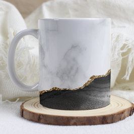 White Marble Gilded Black Agate Kaffemugg