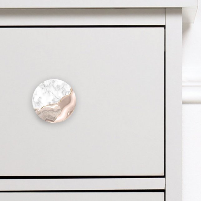 White Marble Gilded Ivory Agate Knopp (Skapare uppladdad)