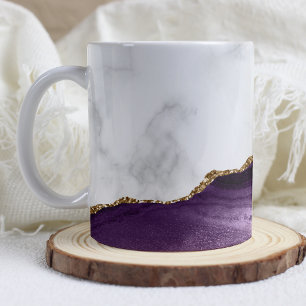 White Marble Gilded Lila Agate Kaffemugg