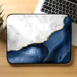 White Marble Gilded Navy Blue Agate<br><div class="desc">Elegant vit marmor och marmor blå agate gyldad med faux guld glitter i denna lyxiga utformning.</div>
