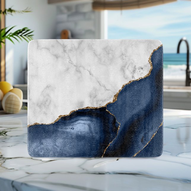 White Marble Gilded Navy Blue Agate (Skapare uppladdad)