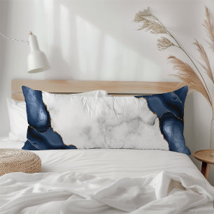 White Marble Gilded Navy Blue Agate Kroppskudde