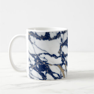 White Marble Gilded Navy Blue Agate Mugg