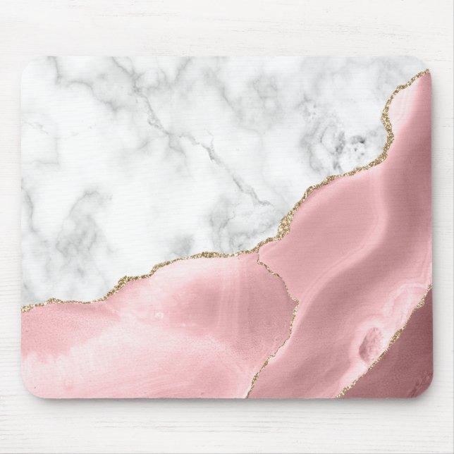 White Marble Gilded  Rosa Agate Musmatta (Framsidan)