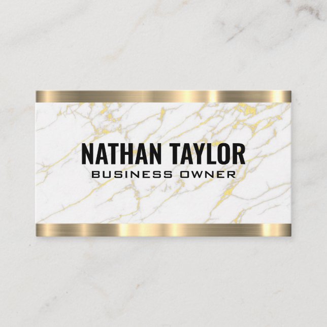 White Marble Gold Foil | Golden Metallic Visitkort (Framsida)