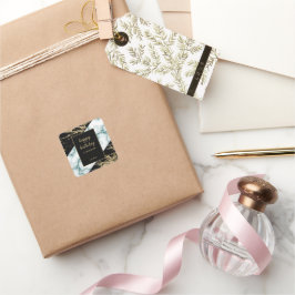 White Marble Gold Foil Paint Texture Birthday Fyrkantigt Klistermärke