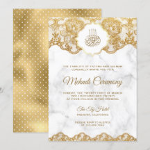 White Marble Gold Foil Snöre Islamic Mehndi
