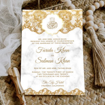 White Marble Gold Foil Snöre islamisk muslimsk Brö
