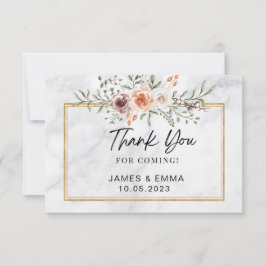 White Marble Gold Line Free Floral Tack Kort