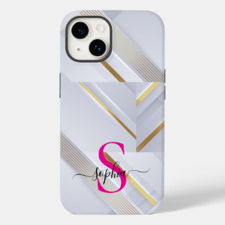 white marble gold lines monogram