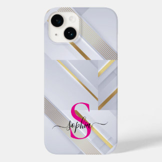 white marble gold lines monogram