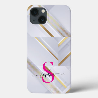 white marble gold lines monogram