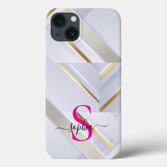 white marble gold lines monogram (Baksida)