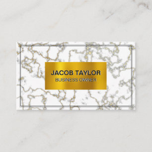 White Marble Guld Flake Struktur Visitkort