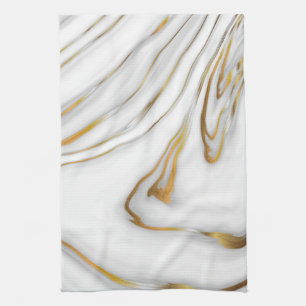 White Marble Guld Grain Kökshandduk