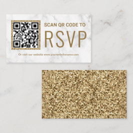 White Marble Guld QR Code OSA Bröllop webbplats Tilläggskort