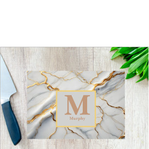 White Marble & Guld Vein Monogram