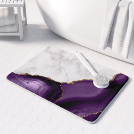 White Marble Lila Agate Guld Glitter Badrumsmatta